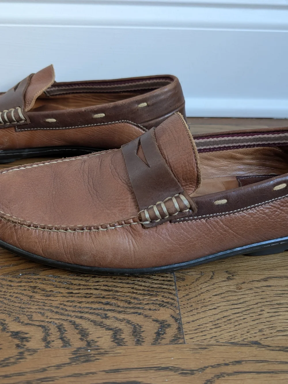 Johnston & Murphy Men’s 9.5 M Brown Leather Penny Loafer Drivers Brazil 20-2690